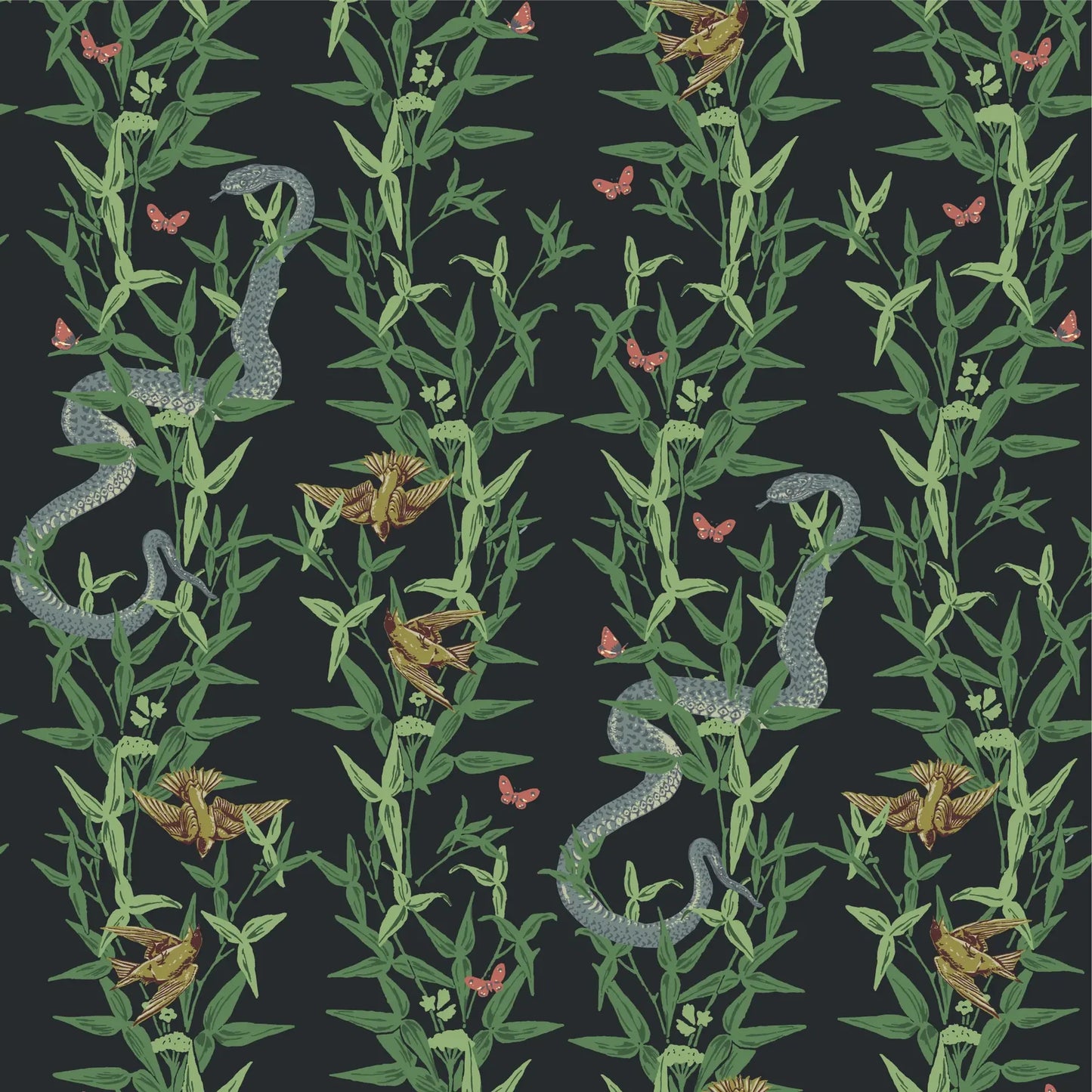 Mitchell Black Stalking Vine Botanical Wallpaper in shade Emerald at Say Decor