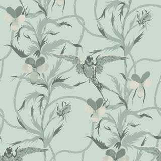 Mitchell Black Tangled Flight Botanical Wallpaper in shade Seafoam at Say Decor