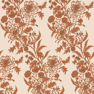 Mitchell Black Wilding Toile Floral Wallpaper in shade Burnt Orange at Say Decor
