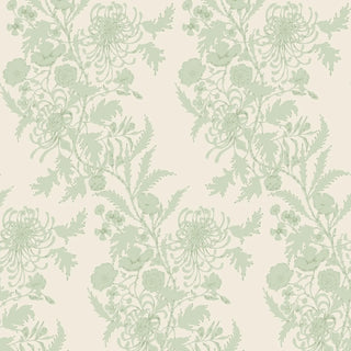 Mitchell Black Wilding Toile Floral Wallpaper in shade Pale Jade at Say Decor