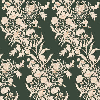 Mitchell Black Wilding Toile Floral Wallpaper in shade Tangerine Green at Say Decor