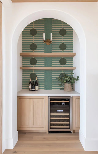 Mitchell Black Forbes Masters Nomalanga Geometric Wallpaper home bar in shade Jewel at Say Decor