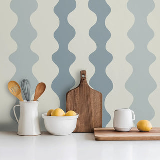 Mitchell Black Natalie Papier Low Frequency Abstract Wallpaper kitchen in shade Rainwash at Say Decor