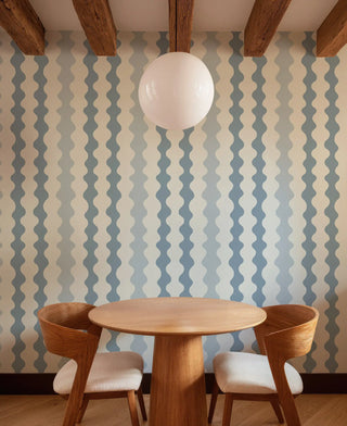 Mitchell Black Natalie Papier Low Frequency Abstract Wallpaper dining room in shade Rainwash at Say Decor