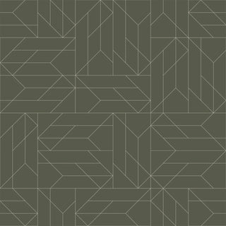 Mitchell Black Sabrina Yvonne Nala Geometric Wallpaper in shade Olive Green at Say Decor