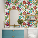 WD10200 floral wallpaper bathroom from Seabrook Designs