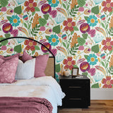 WD10200 floral wallpaper bedroom from Seabrook Designs