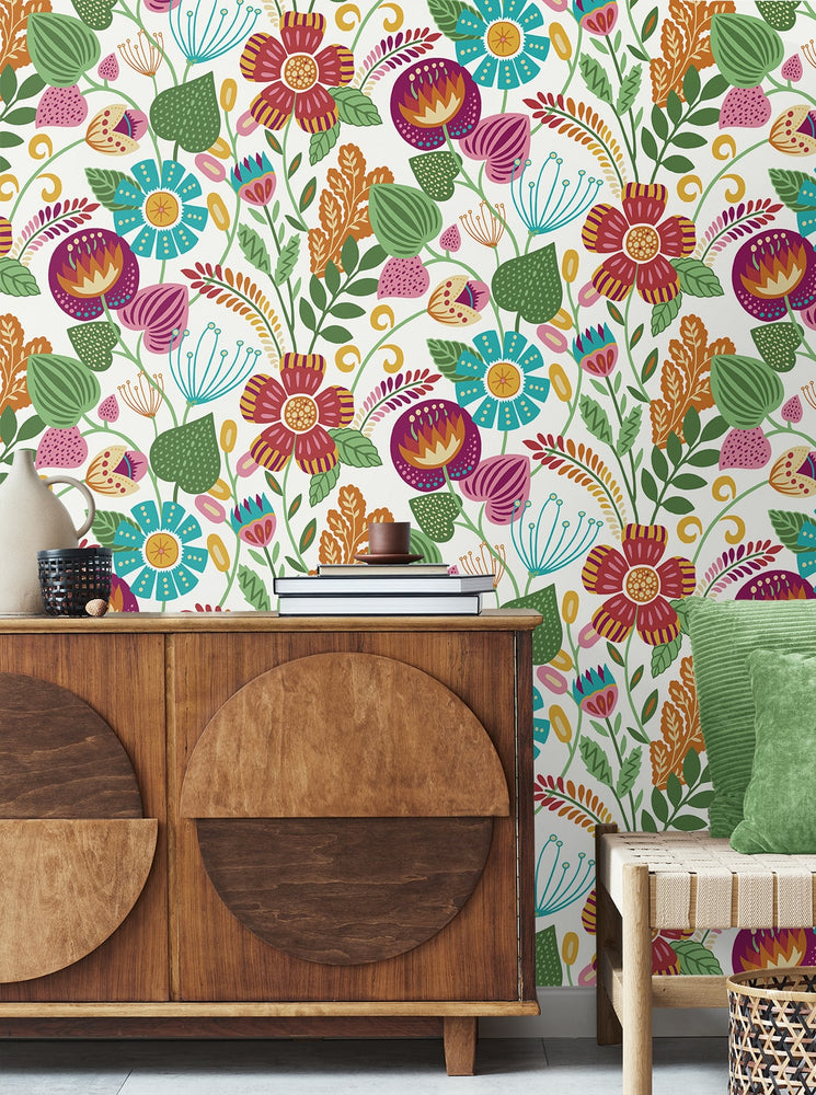 WD10200 floral wallpaper entryway from Seabrook Designs