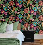 WD10210 floral wallpaper bedroom from Seabrook Designs