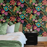 WD10210 floral wallpaper bedroom from Seabrook Designs