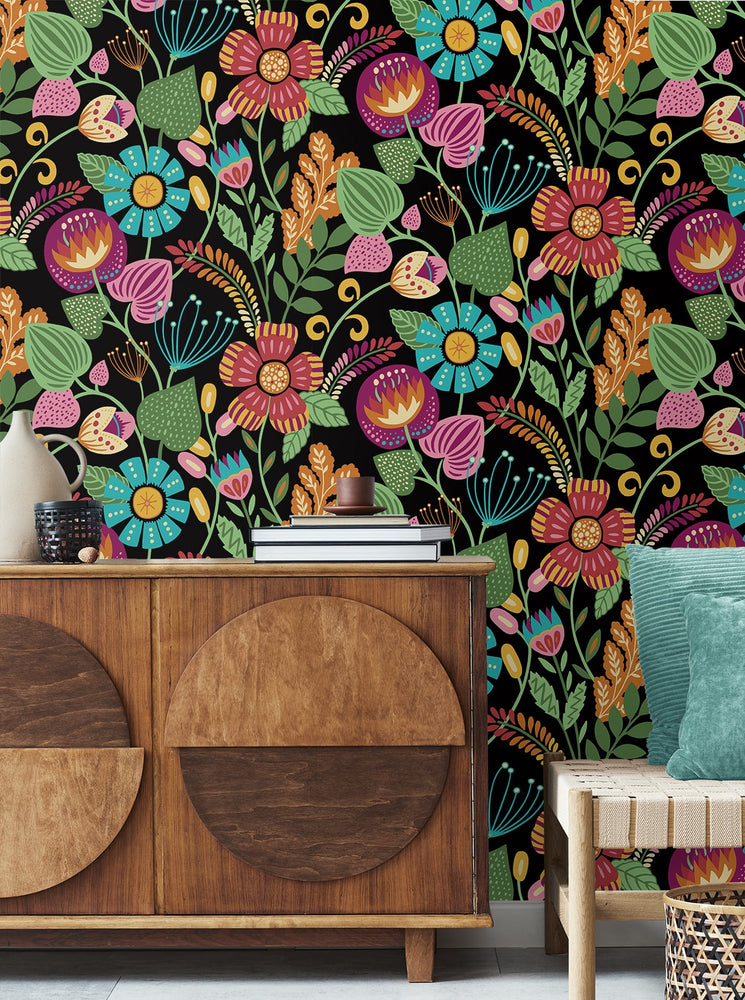 WD10210 floral wallpaper entryway from Seabrook Designs