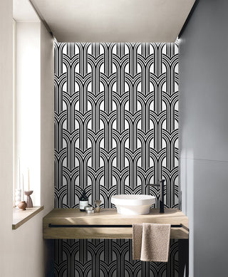 WH40030 Piano Hendrix Arches Geometric Unpasted Wallpaper Bathroom at Say Decor