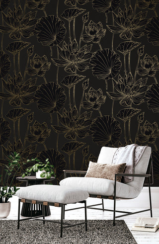 WH40700 Piano Viola Lotus Floral Unpasted Wallpaper Living Room from Say Decor