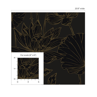 WH40700 Piano Viola Lotus Floral Unpasted Wallpaper Scale from Say Decor
