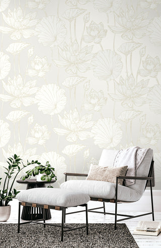 WH40703 Piano Viola Lotus Floral Unpasted Wallpaper Sitting Room from Say Decor