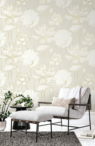 WH40706 Piano Viola Lotus Floral Unpasted Wallpaper Chair from Say Decor