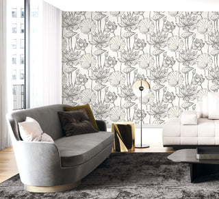 WH40720 Piano Viola Lotus Floral Unpasted Wallpaper Family Room from Say Decor