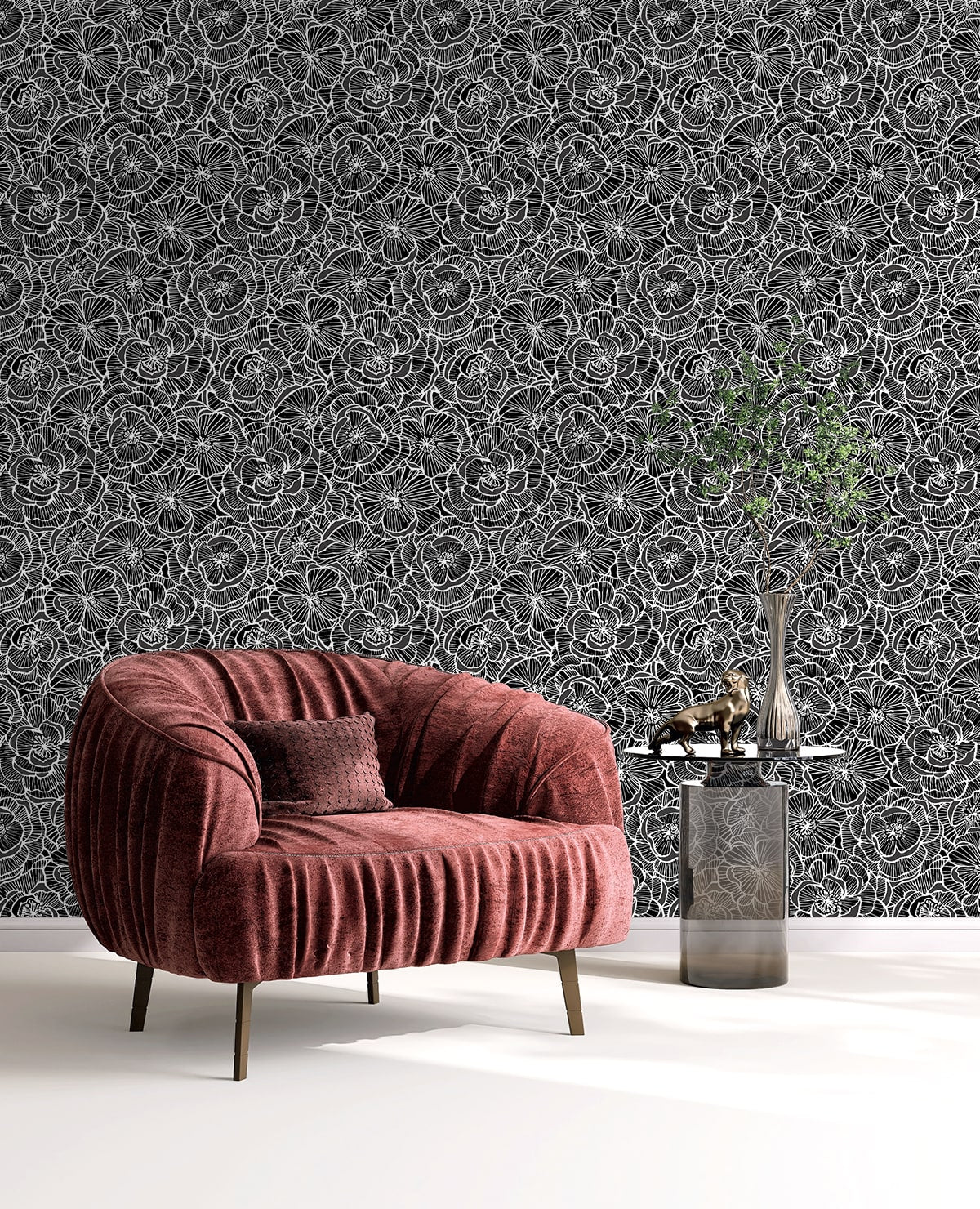 WH40800 Piano Alejandra Floral Unpasted Wallpaper Living Room from Say Decor