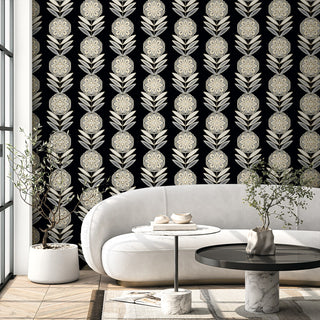 WH41105 Piano Belle Floral Stripe Botanical Unpasted Wallpaper Living Room from Say Decor
