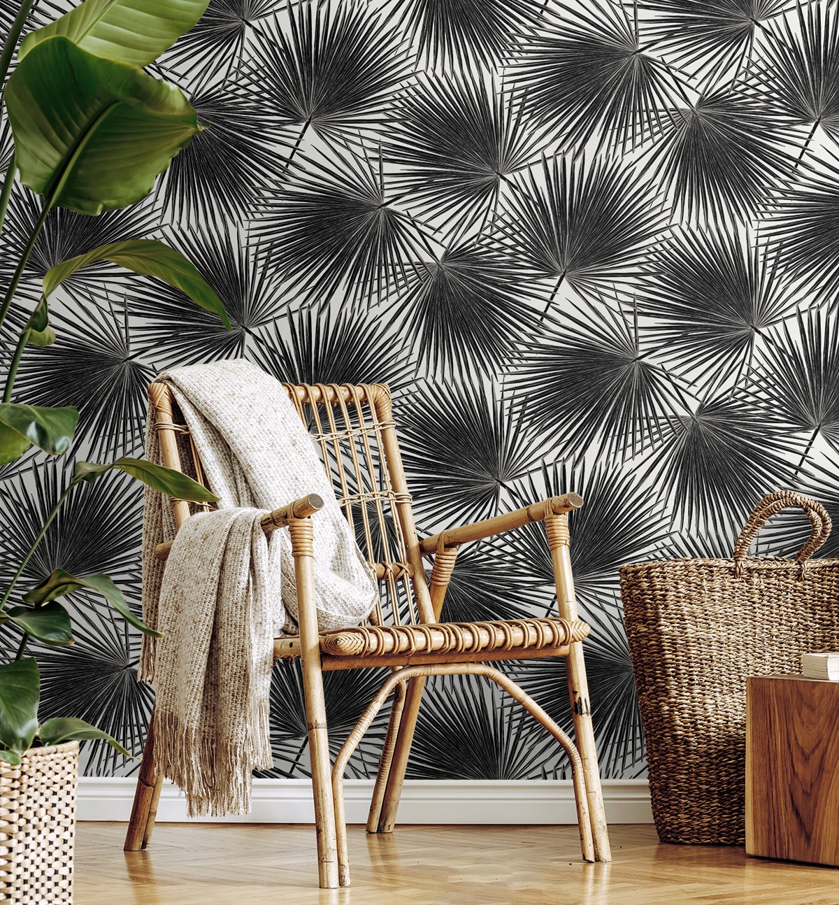 WH41500 Piano Elvis Palms Botanical Unpasted Wallpaper Living Room from Say Decor