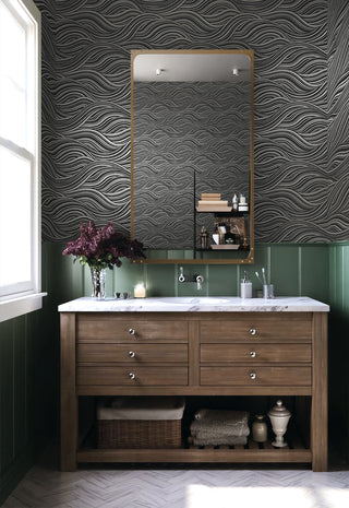WH41700 Piano Melody Waves Abstract Unpasted Wallpaper Bathroom from Say Decor