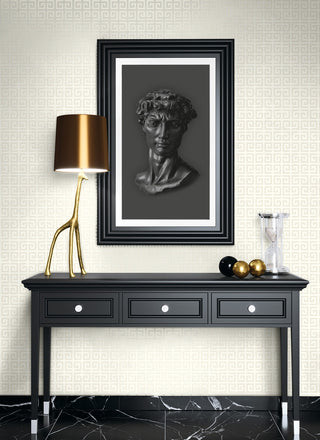 WH41913 Piano Major Greek Key Geometric Unpasted Wallpaper Entryway from Say Decor