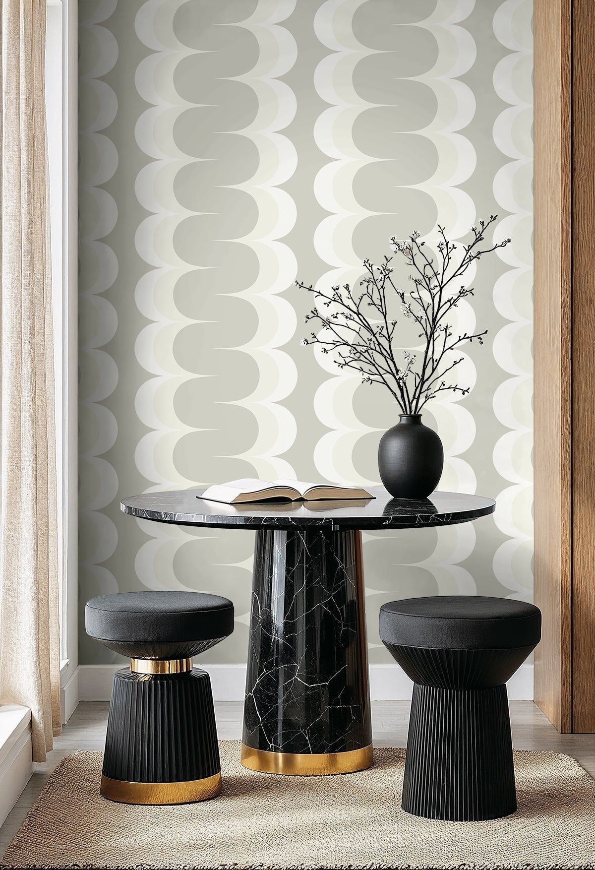 WH42000 Piano Mandolin Geometric Stripe Unpasted Wallpaper Dining Room from Say Decor
