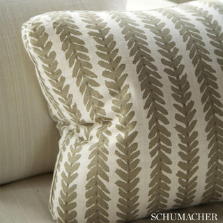 WOOD005 Schumacher Woodperry Linen Botanical Stripe Fabric pillow at Say Decor
