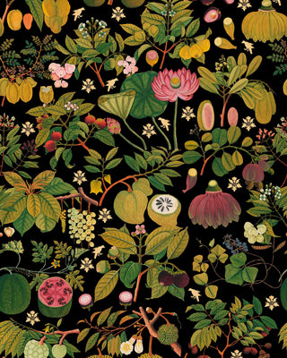 MINDTHEGAP WP20314 Anthracite Black Fruits and Flowers Unpasted Wallpaper at Say Decor