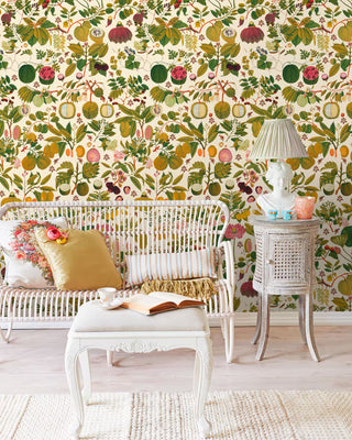 MINDTHEGAP WP20315 Cream Fruits and Flowers Unpasted Wallpaper living room at Say Decor