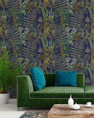 MINDTHEGAP WP20318 Blue Green Sanctuary Botanical Unpasted Wallpaper Living Room at Say Decor