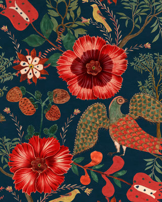MINDTHEGAP WP20543 Blue Folk Szekely Floral Unpasted Wallpaper at Say Decor
