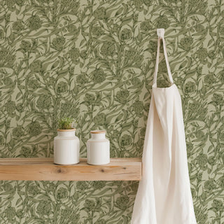 Mitchell Black Botanical Legacy Wandervine Floral Wallpaper decor in shade Sage Green at Say Decor