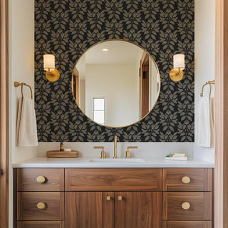 Mitchell Black Botanical Legacy Wayward Petal Wallpaper Bathroom in shade Chimney Black at Say Decor