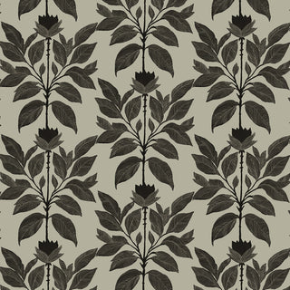 Mitchell Black Botanical Legacy Wayward Petal Wallpaper in shade Driftwood Taupe at Say Decor