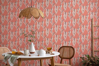 Mitchell Black Wisteria Floral Wallpaper in shade Red Dining Room at Say Decor