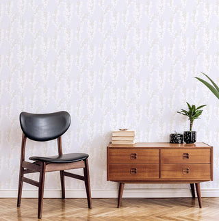 Mitchell Black Wisteria Floral Wallpaper in shade Cloud Living Room at Say Decor