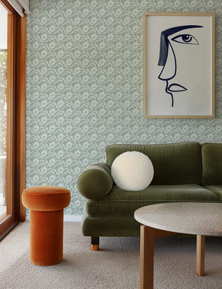 Mitchell Black Woodland Bloom Floral Wallpaper Living Room in shade Powdered Ash at Say Decor