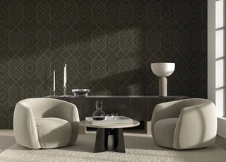 Mitchell Black Sabrina Yvonne Xavion Geometric Wallpaper decor in shade Dark Cocoa at Say Decor