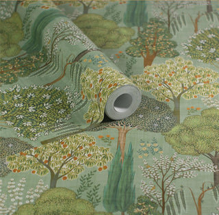 Heritage Tales 100040EH Green Oasis Trees Unpasted Wallpaper Roll at Say Decor