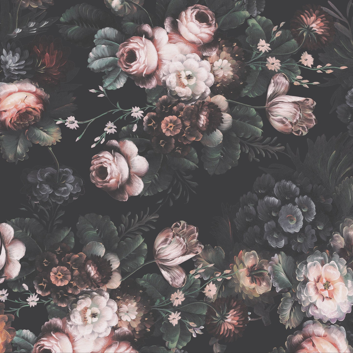 Eilish Dark Floral Peel and Stick Wallpaper from Say Decor