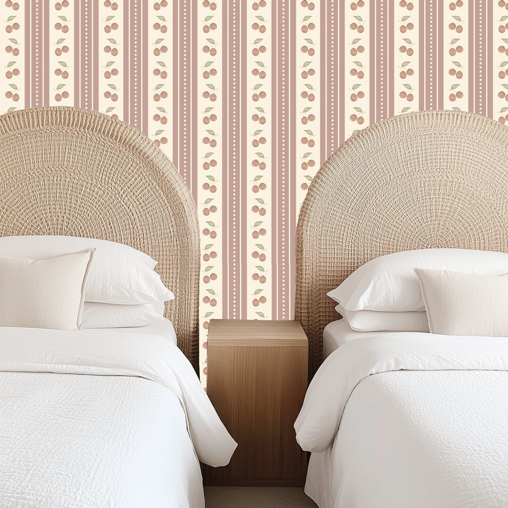 
                  
                    red cherry stripe peel and stick wallpaper bedroom from Loomwell Home Goods
                  
                