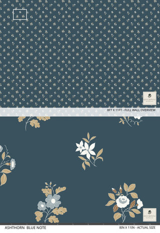 Riverpine Studio Blue Note Ashthorn Floral Wallpaper Scale at Say Decor