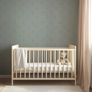 Blue Harlan Dragonfly Peel and Stick Wallpaper Nursery from Say Decor