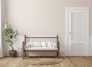 Holloway Floral Geometry blush Peel and Stick Wallpaper living room from Say Decor