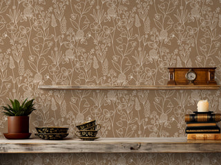 Kirsten Floral Peel and Stick Wallpaper decor in shade brown at Say Decor