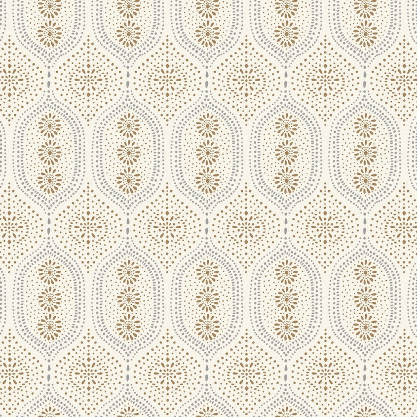 Holloway Floral Geometry brown and blue Peel and Stick Wallpaper from Say Decor