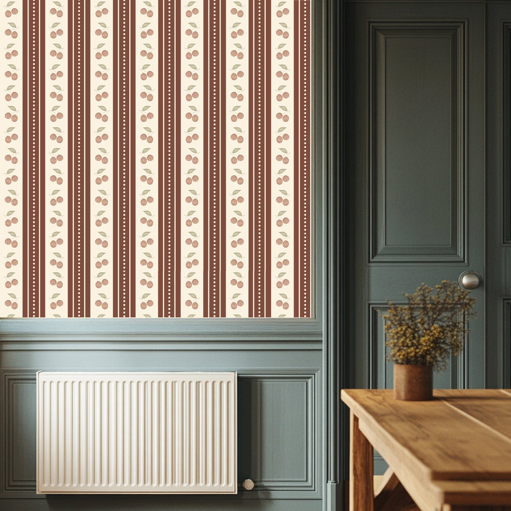 
                  
                    red cherry stripe peel and stick wallpaper kitchen from Loomwell Home Goods
                  
                