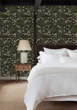 Chelsey Botanical Peel and Stick Wallpaper Bedroom at Say Decor