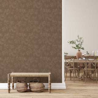 Brown Orchard Peel and Stick Wallpaper Entryway from Say Decor